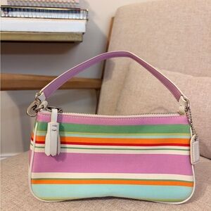 Vintage Y2K Coach F10802 Multicolor Stripe Mini Bag Rare Small Purse